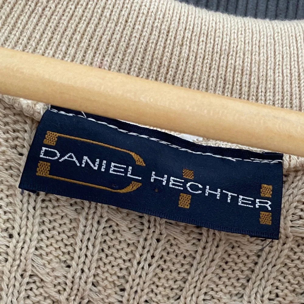 Daniel Hechter Vintage Beige Cable Knit Short Sleeve Top - Picture 2 of 4